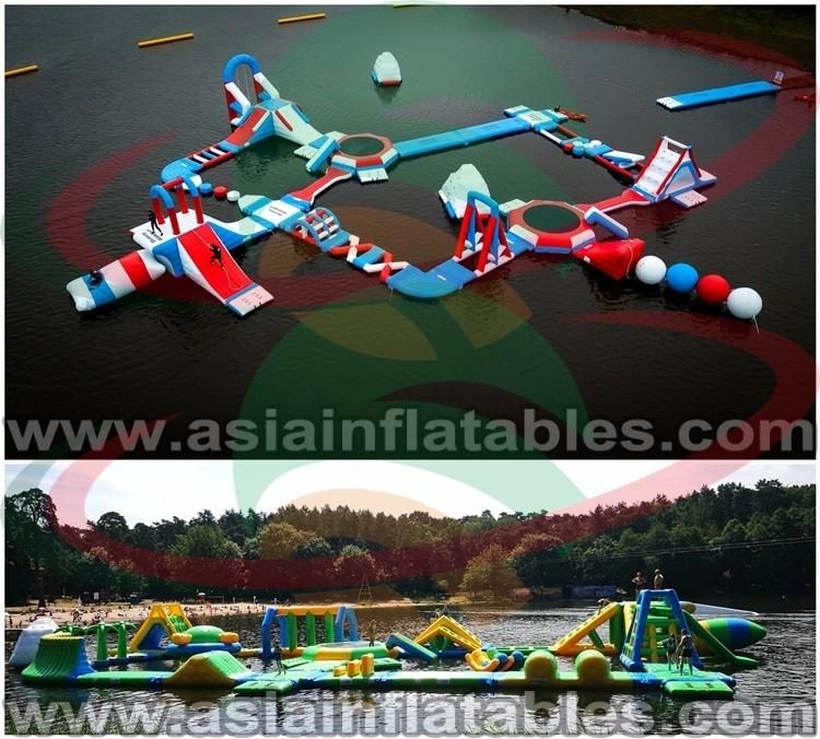 Splash Island Inflatable Water Park / Floating Aqua Fun Park for Beach or Lake