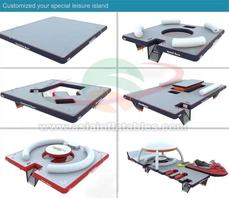 Dwf Custom Inflatable Aqua Banas, Inflatable Water Floating Island with Tent for Leisure Time