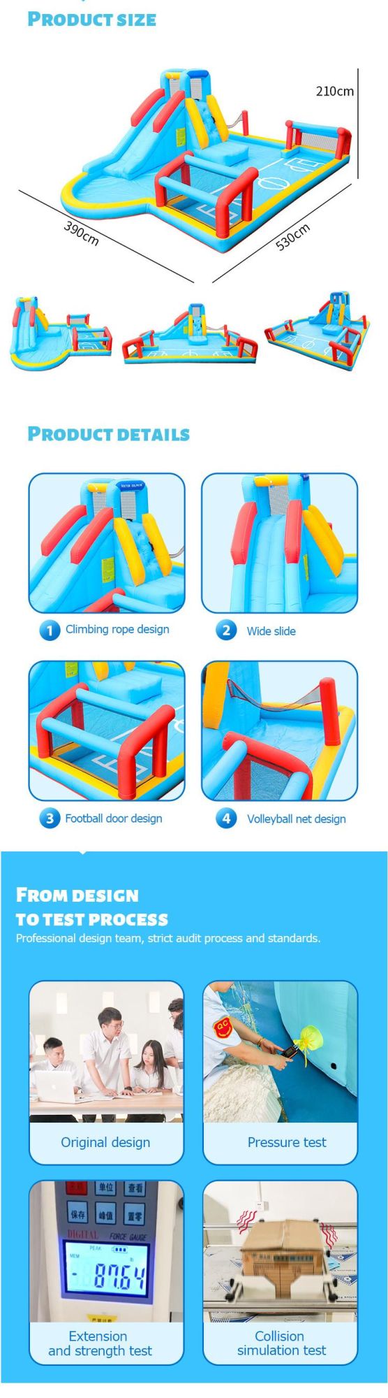 Custom Inflatable Bouncer with Slide Pool for Amusement