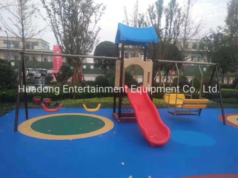 Newest Outdoor and Plastic Material Amusement Park Sets with Swing Set Slide