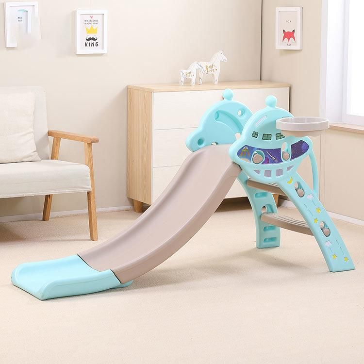 Preschool Climbing Slide Toys Kids Soft Play Equipment Children Indoor Playground Kids Playhouse Plastic Slide with Basketball Hoop