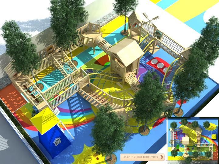 Children Outdoor Wooden Adventure Playground for Kindergarten