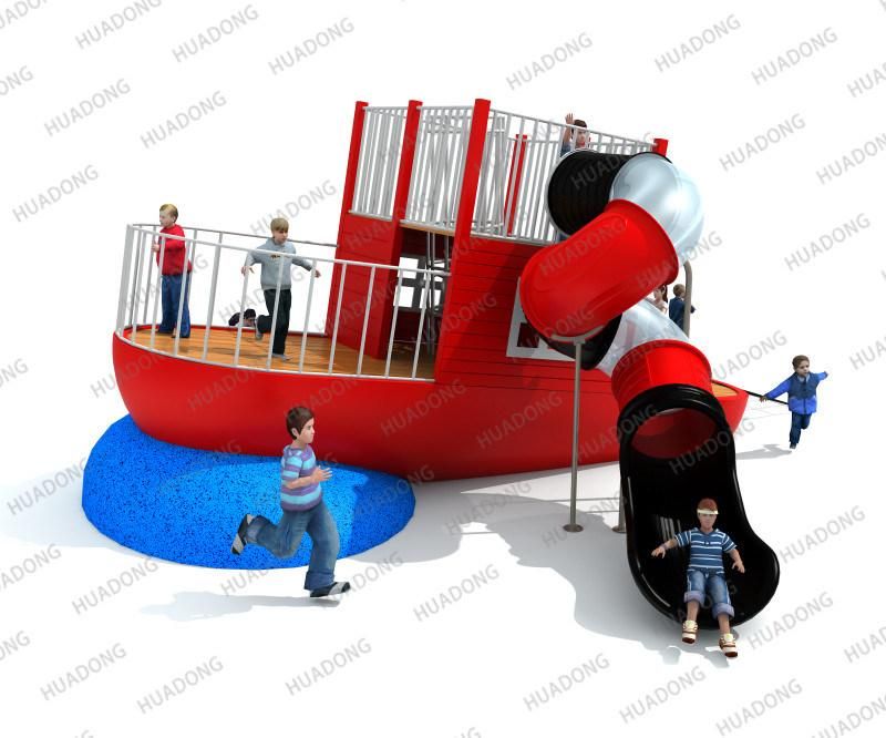 Children Outdoor Playground Wooden Ship Shape Amusement Equipment