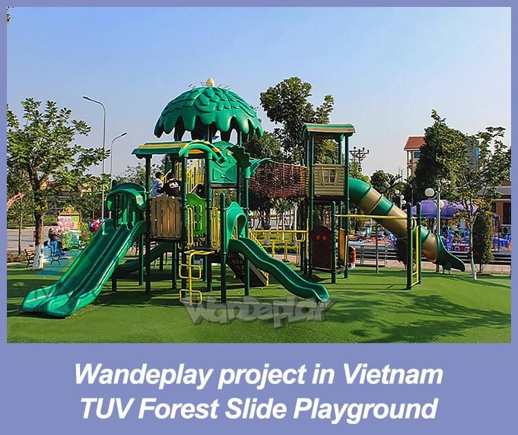 TUV Forest Theme Amusement Park Rides Plastic Tree House Outdoor Children Slide Playground Equipment for Kindergarten