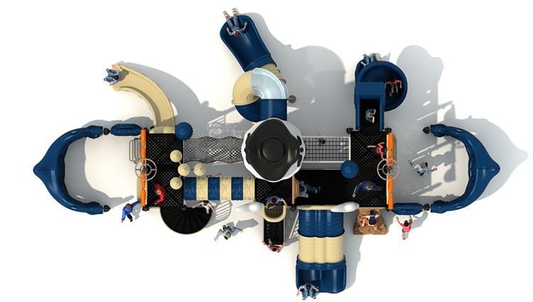 Manufacture Quality Big Pirate Ship Plastic Slide Outdoor Playground Equipment