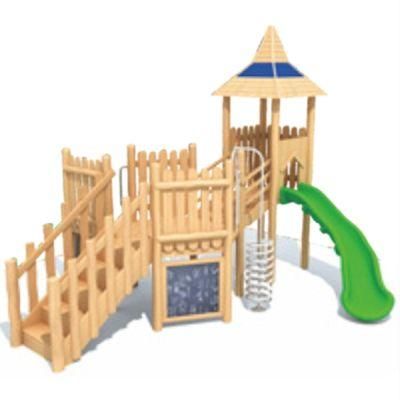 Kids Park Outdoor Playground Equipment Wooden Slide Climbing Set QS43