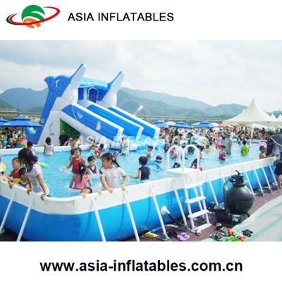 Large Above Ground Inflatable Metal Frame Rectangular Pool