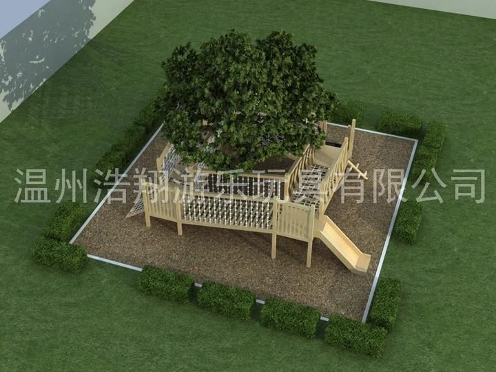 Customized Wood Playsets Kindergarten Outdoor Adventure Wooden Playground