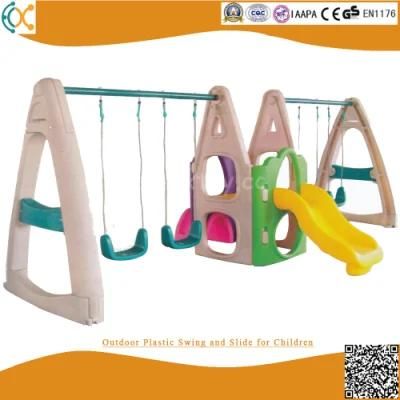 Outdoor Plastic Swing and Slide for Children