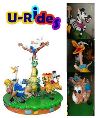 Amusement park 5 Seats Madagascar Animal Zoo Carousel for kids