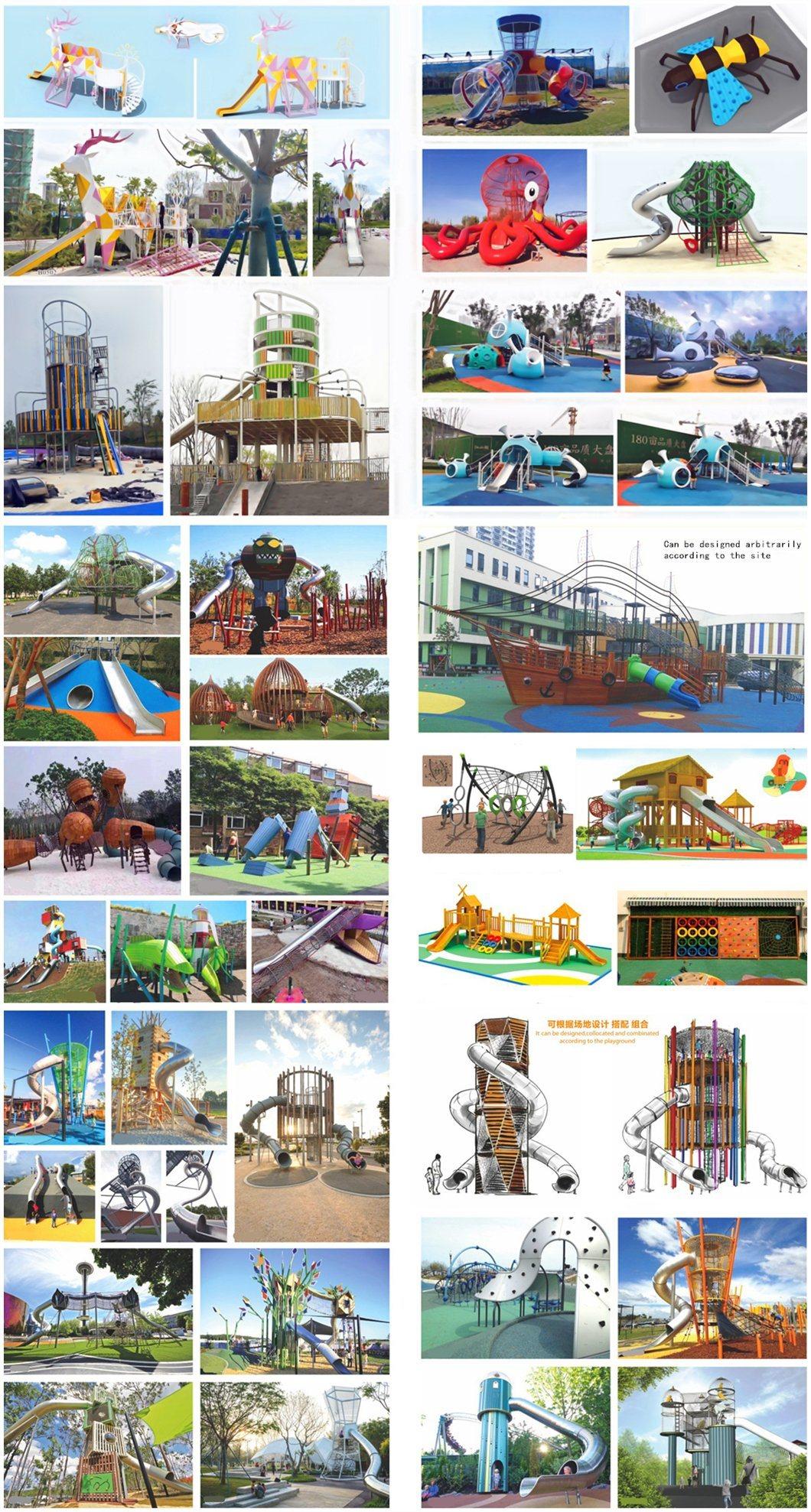 Park Kids Outdoor Playground Equipment Farm Village Wooden Slide Climbing