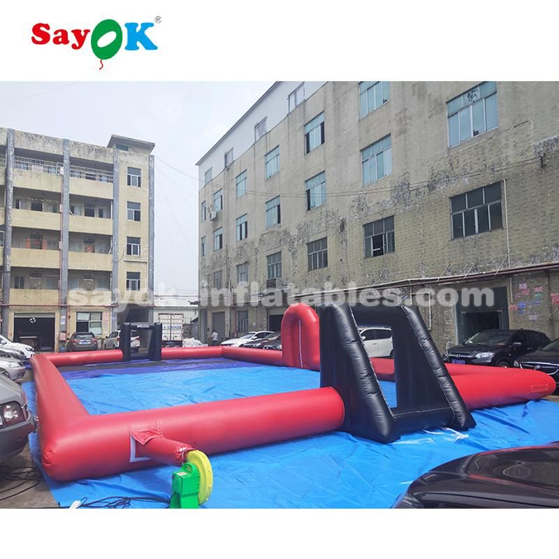 Outdoor Giant Red Inflatable Soccer Field PVC Football Court with Blower