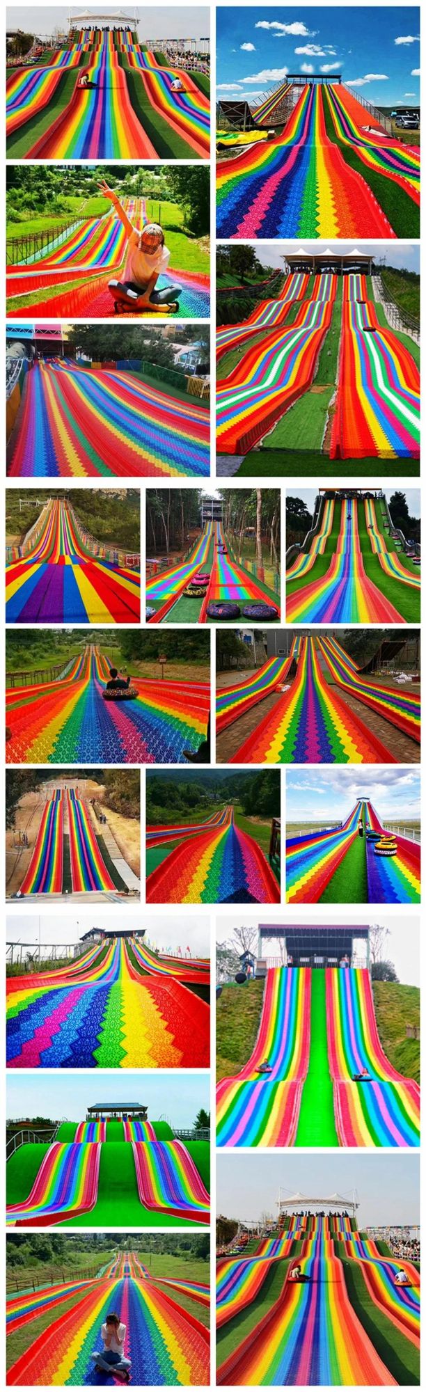 Scenic Outdoor Plastic Grass Rainbow Slide Kids Park Playground Equipment