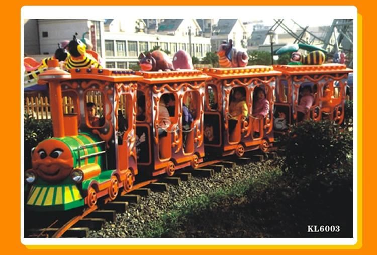 Amusement Park Rides Outdoor Fiberglass Kiddie Electric Tourist Games Mini Train (KL6066)