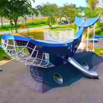Park Outdoor Stainless Steel Whale Slide Children Playground Equipment