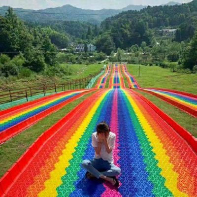 Customized Scenic Outdoor Grass Rainbow Slide Kids Park Playground Equipment