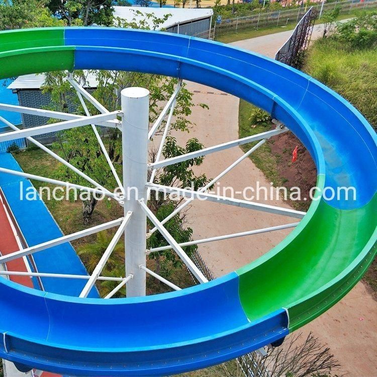 Open Fiberglass Spiral Slide for Water Park Swimming Pool