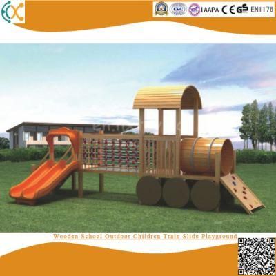 Wooden School Outdoor Children Train Slide Playground Wood Role Play