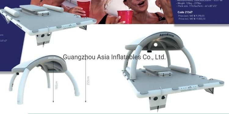 New Design Inflatable Water Leisure Platform with Tent Water Amusement Equipment Floating Island