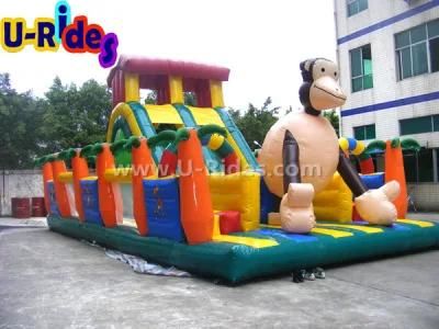 High Quality Gorilla Theme Inflatable Slide With Playground Fun City For Park