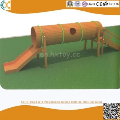 Solid Wood Kids Playground Games Outside Drilling Game Wooden Bridge