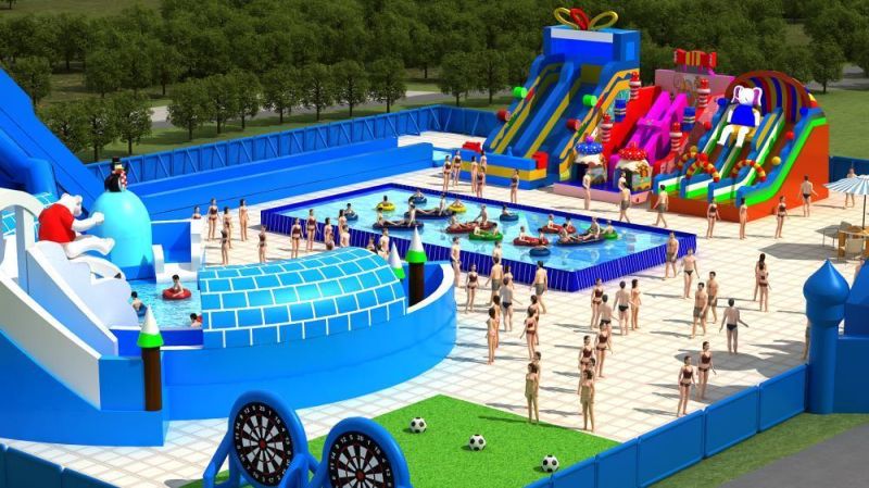 60 X 50m Commercial Inflatable Carnival, Inflatable Amusement Park Outdoor, Entertainment Park for Party Event Company