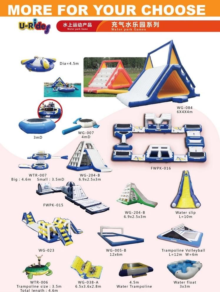 OEM water play equipment water trampoline water bouncy with ladder for sale