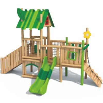 Kids Park Outdoor Playground Equipment Wooden Slide Climbing Set QS52