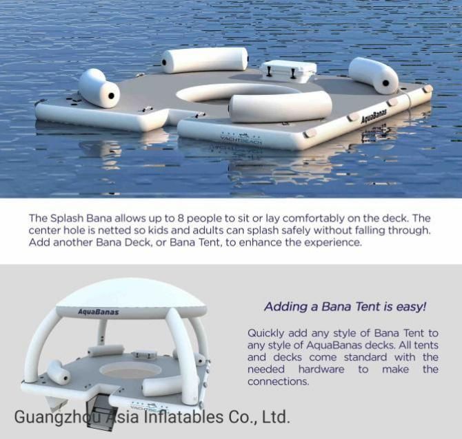 New Inflatable Water Leisure Platform with Tent Water Amusement Equipment Floating Island