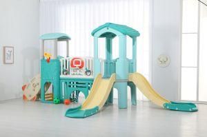 Kids Indoor Outdoor Playground Equipment Playhouse with Slide and Gameplay