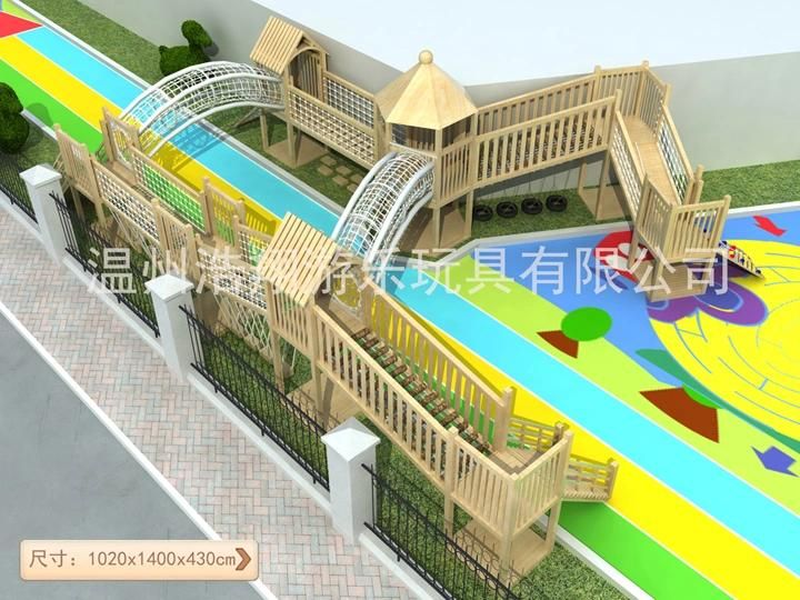 Customized Kindergarten New Style Outdoor Adventure Wooden Playground for Kids