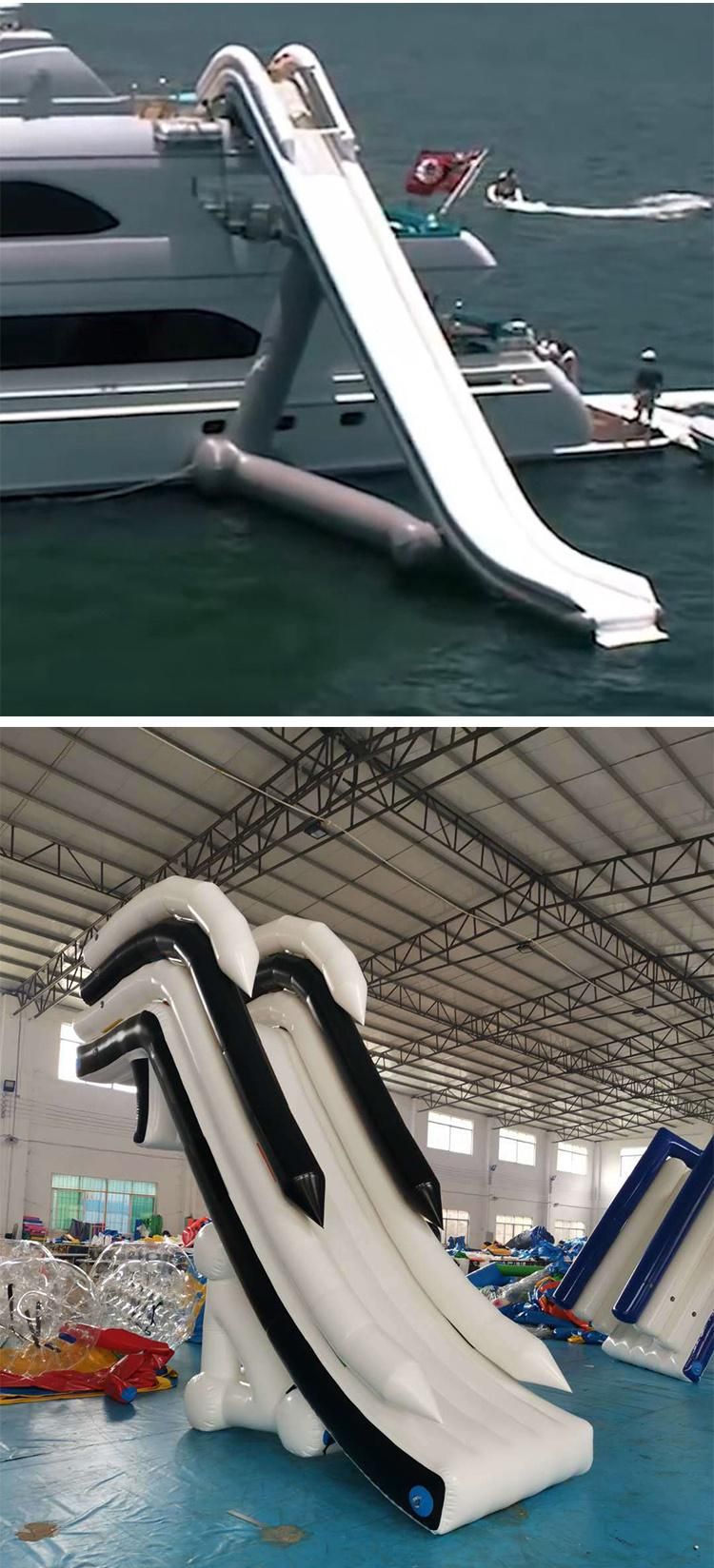 Floating Inflatable Yacht Water Slide / Boat Dock Slide for Water Games