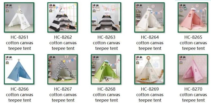 Children Indoor Outdoor Playhouse Kids Canvas Printed Teepee Tent