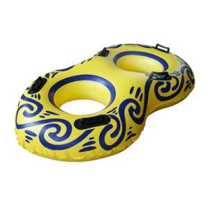 Yellow Color PVC Inflatable Double Water Ski Tube for Water Park