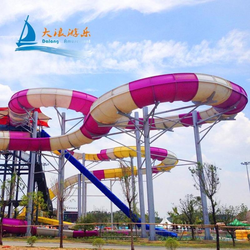 Custom Size Water Park Slides Fiber Glass Material Water Play Equipment Park