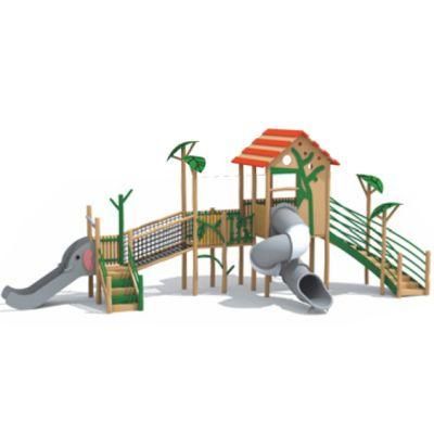 Kids Community Park Outdoor Playground Equipment Wooden House Slide QS28