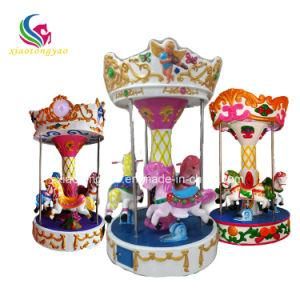 Amusement Park Indoor Christmas Musical Carousel Rides 3 Seats Mini Kids Carousel Horse
