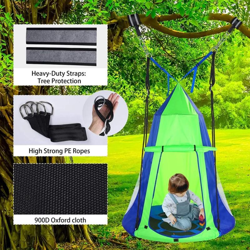 40 Inch Kids Tree Saucer Swing with Protective Tent