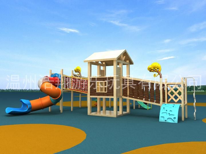 Attractive Hot Sale Kindergarten Economic Kids Wooden Outdoor Playground Equipment
