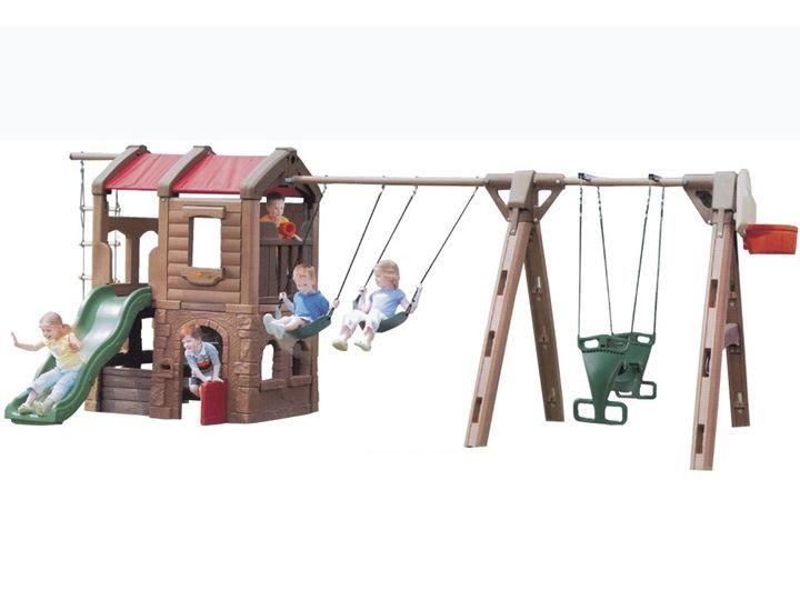 Children Outdoor Plastic Swing and Slide