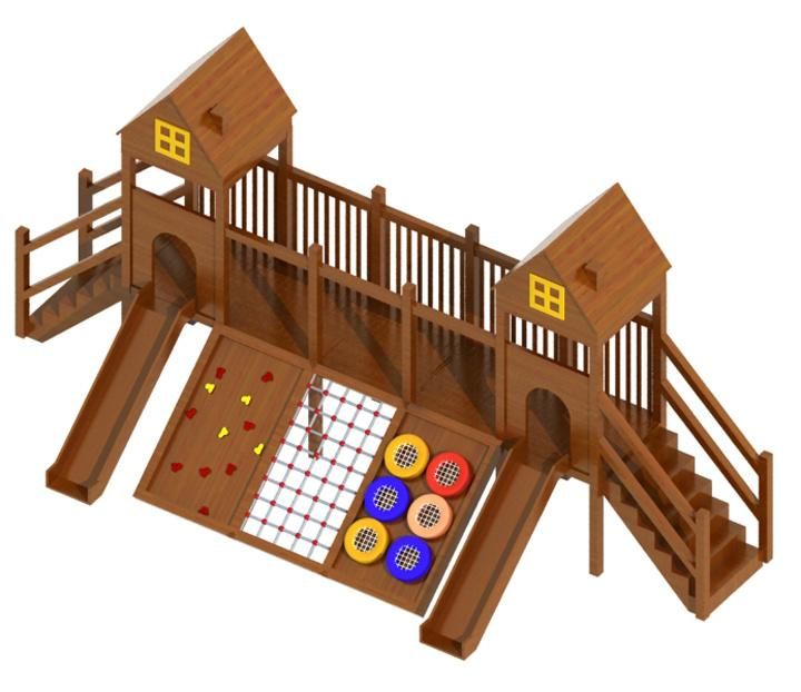 Children Outside Wood Slide Wooden Outdoor Playground Equipment for Kids