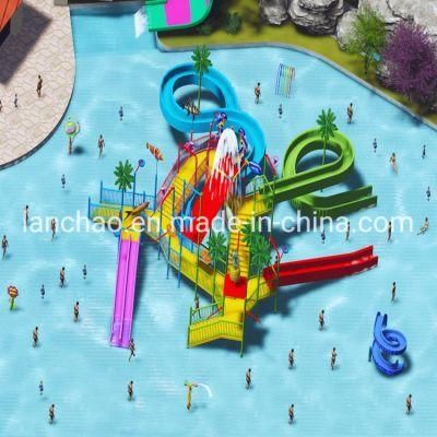 Hot Water Park Middle-Sized Fiberglass Water Playground with Kids Slide