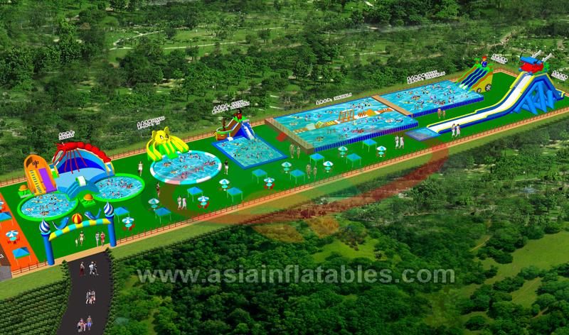 Water Amusement Park for Business, Giant Inflatable Land Water Park