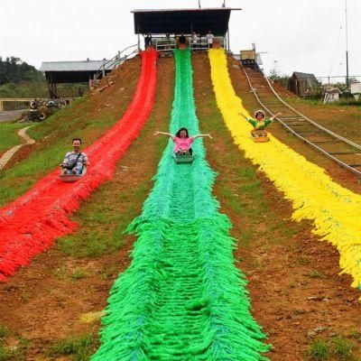 Popular Amusement Park Outdoor Grass Rainbow Slides Kids Playground Equipment