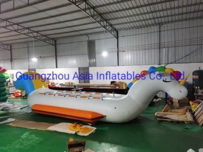 Double Lane Towable Tube Unicorn Banana Boat for Commercial 12 Persons Inflatable Unicorn Boat