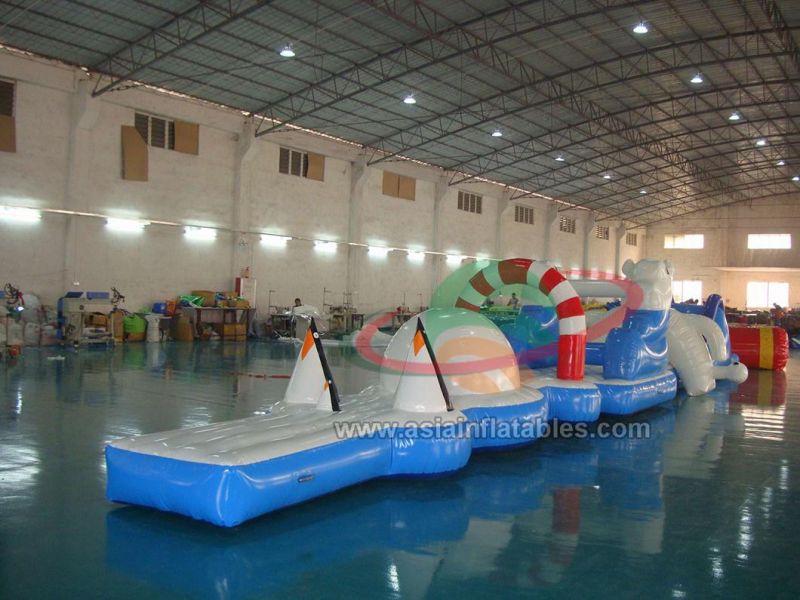 Wet Side Swimming Pool Game Inflatable Water Obstacle Course