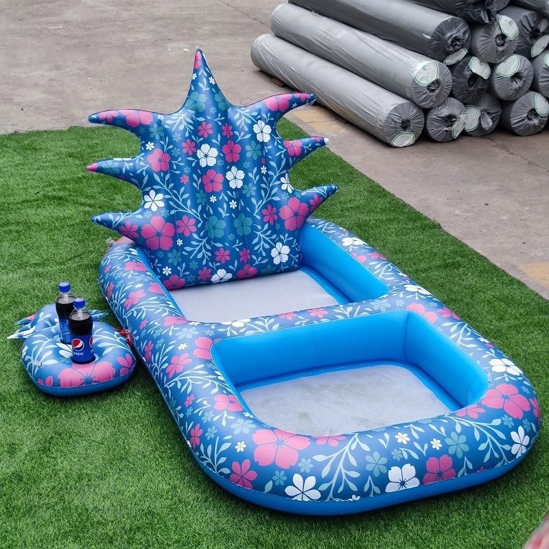 Blue Print Pineapple Water Hammock Inflatable Water Floating Bed