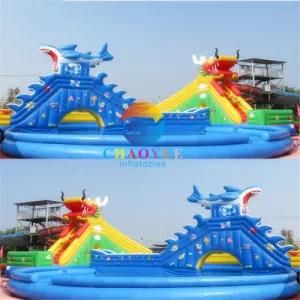 Giant Dragon Slide Inflatable Water Park with Swimming Pool