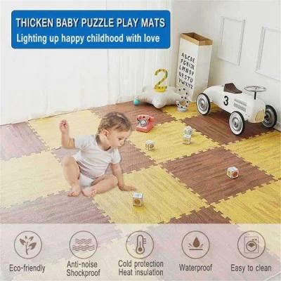 Home Use EVA Puzzle Mat with Wood Grain Pattern Cushioned Floor Mat