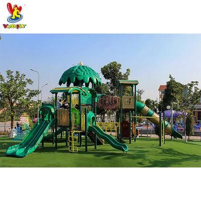 TUV Forest Theme Outdoor Amusement Park Kids Rides Plastic Slide Playground Games Playsets Equipment for Preschool Daycare